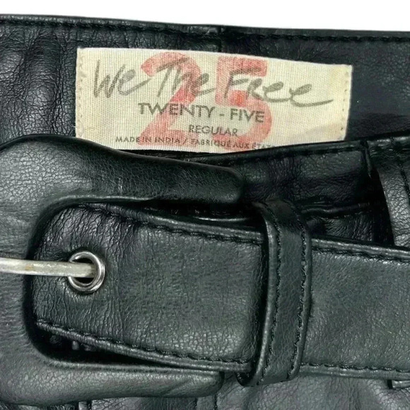 {We The Free} Belted Faux Leather High Rise Cigarette Skinny Jeans Pants - Picture 6 of 7